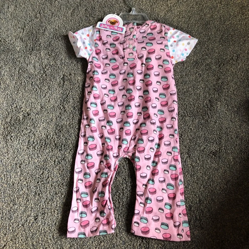 Jelly the Pug Macaroon & Polka Dot Jumpsuit